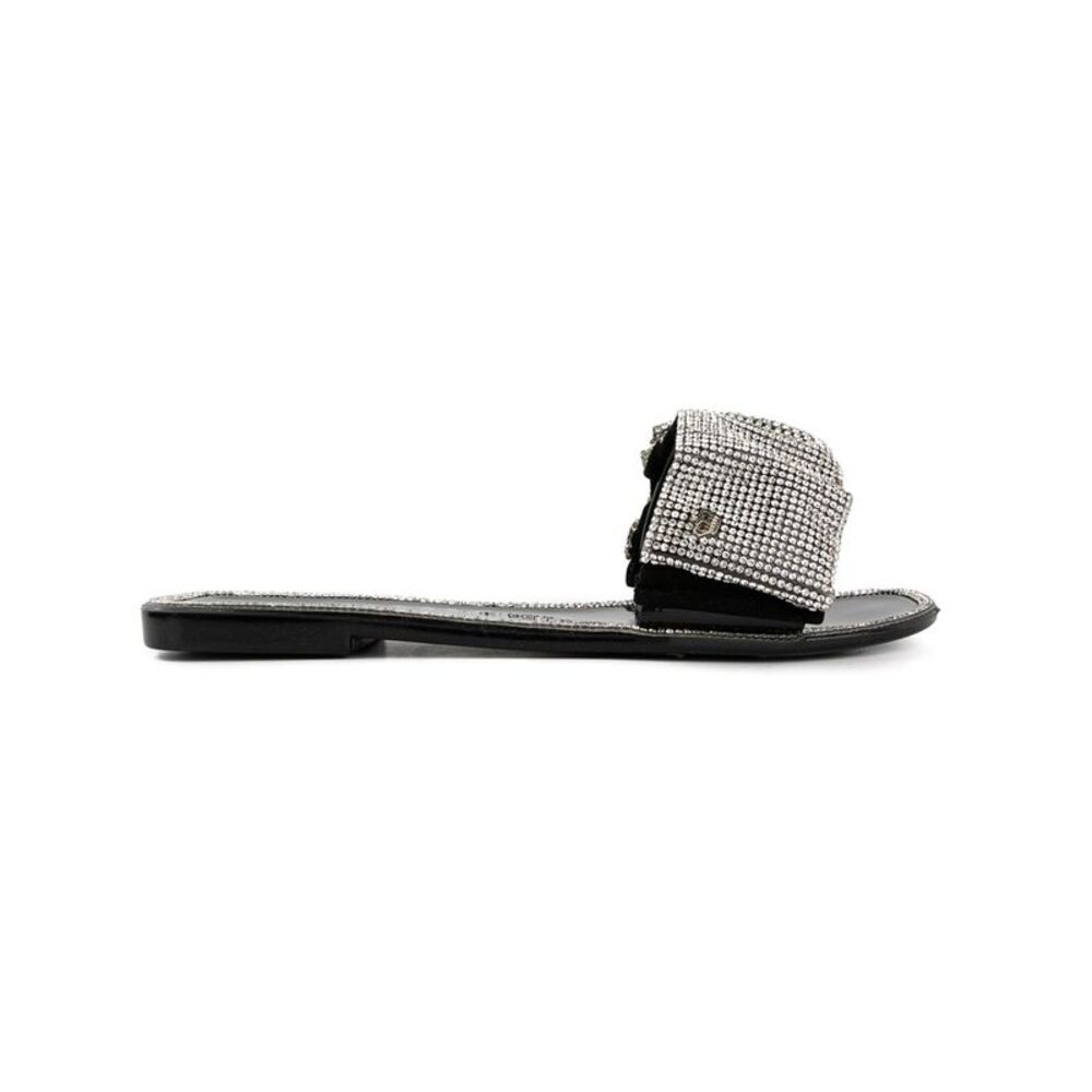 JUICY COUTURE Womens Black Mixed Media Hollyn Toe Slip On Slide Sandals 6 M